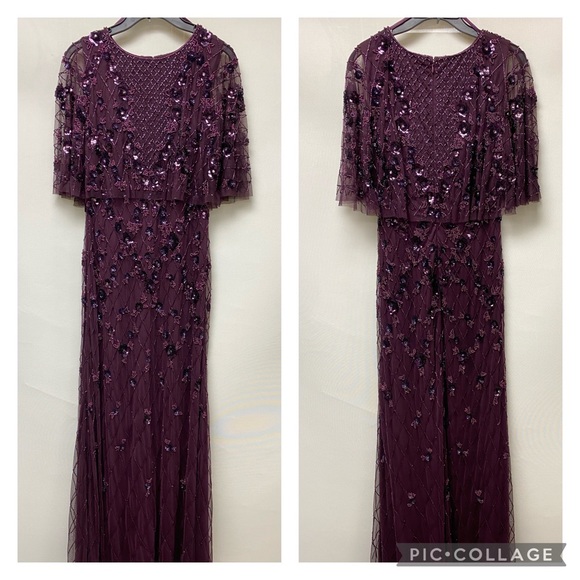 Adrianna Papell pop over beaded long gown - Picture 11 of 13
